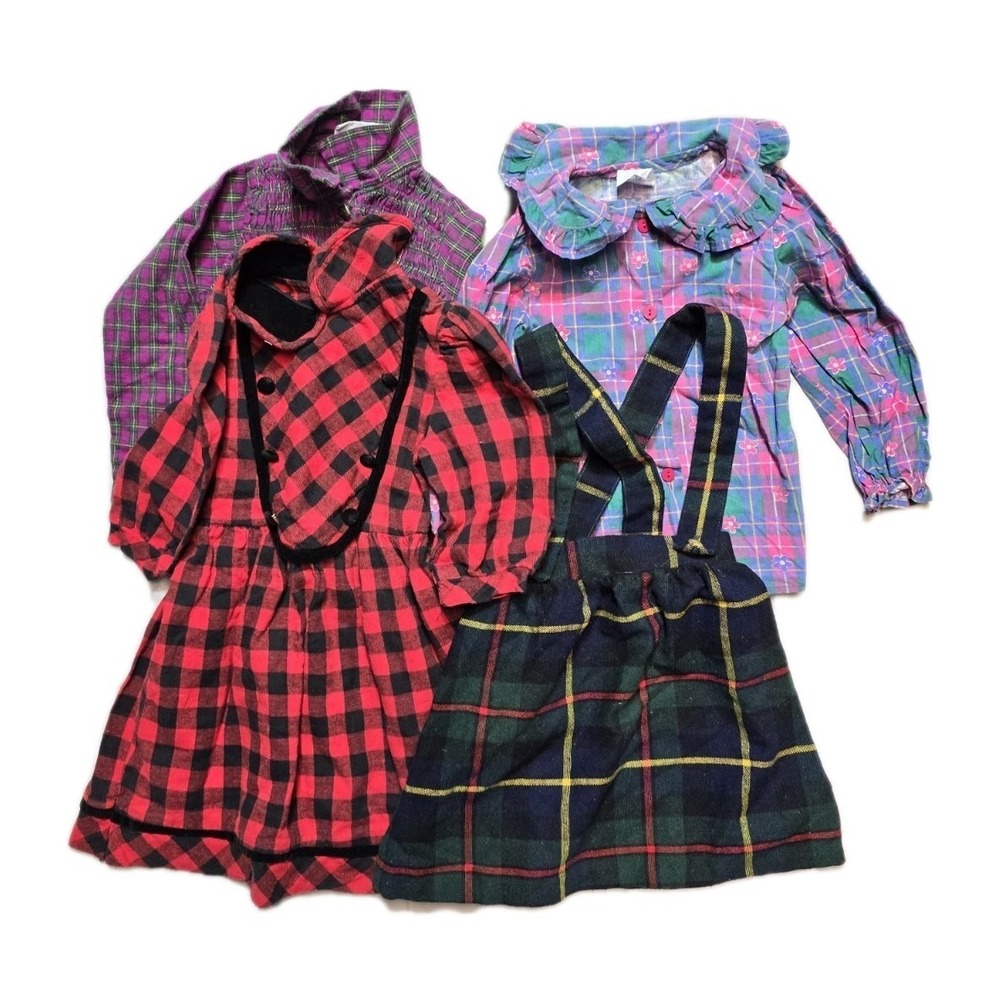 Vintage  Fisher-Price Girls  Shirt Dress Romper Size‎ 4   Lot Of 4